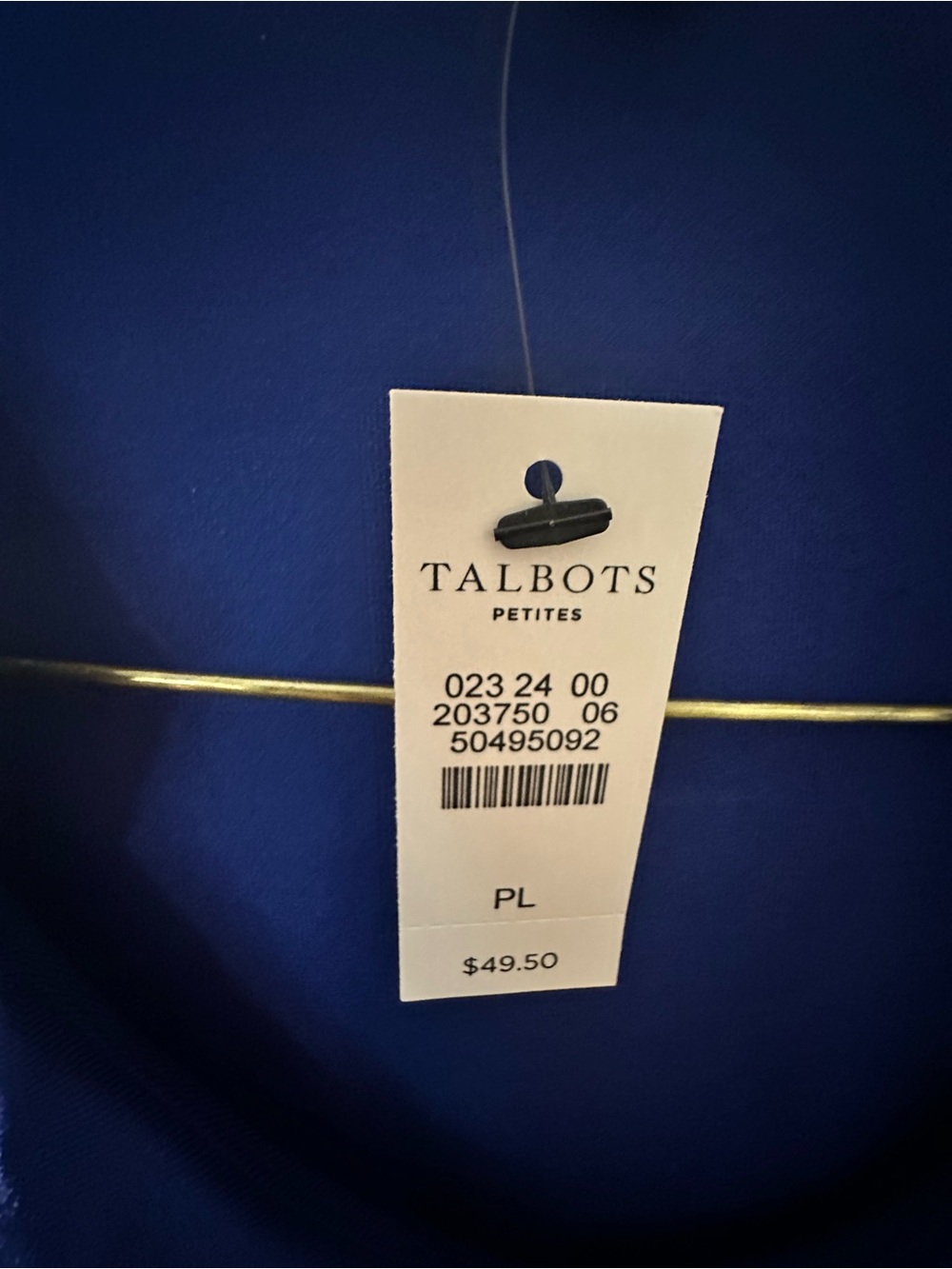 Talbots Royal Blue Sleeveless Ruffle Neck Shell - Picture 2 of 5